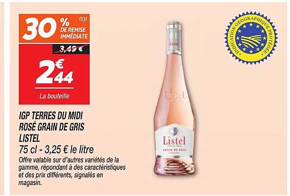 IGP TERRES DU MIDI ROSÉ GRAIN DE GRIS LISTEL