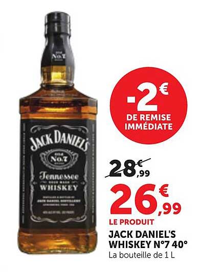JACK DANIEL'S WHISKEY N°7 40° La bouteille de 1 L