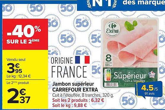 Jambon supérieur CARREFOUR EXTRA