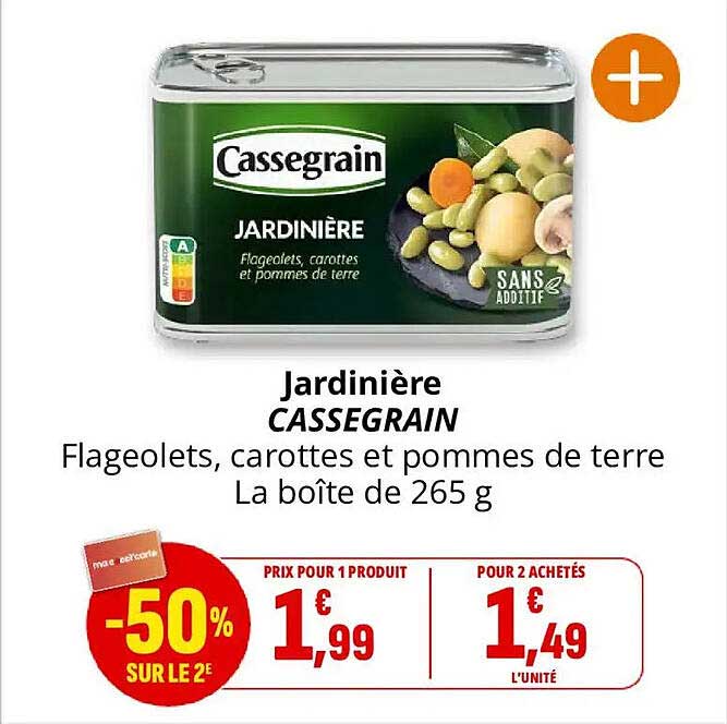 Jardinière CASSEGRAIN Flageolets, carottes et pommes de terre La boîte de 265 g