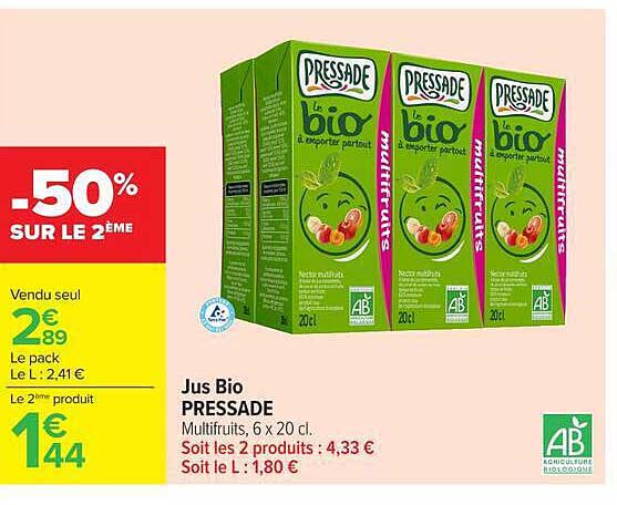 Jus Bio PRESSADE Multifruits, 6 x 20 cl.