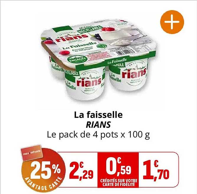 La faisselle RIANS Le pack de 4 pots x 100 g