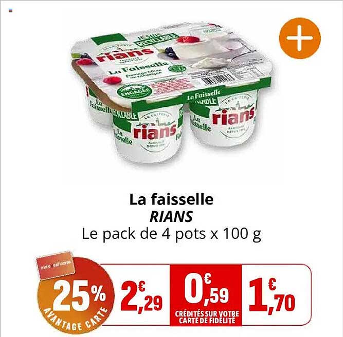 La faisselle RIANS Le pack de 4 pots x 100 g