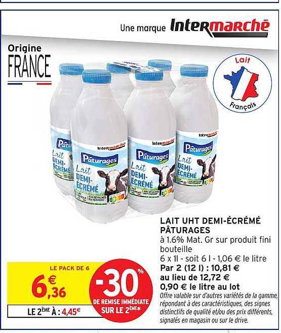 LAIT UHT DEMI-ÉCRÉMÉ PÂTURAGES