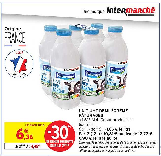LAIT UHT DEMI-ÉCRÉMÉ PÂTURAGES