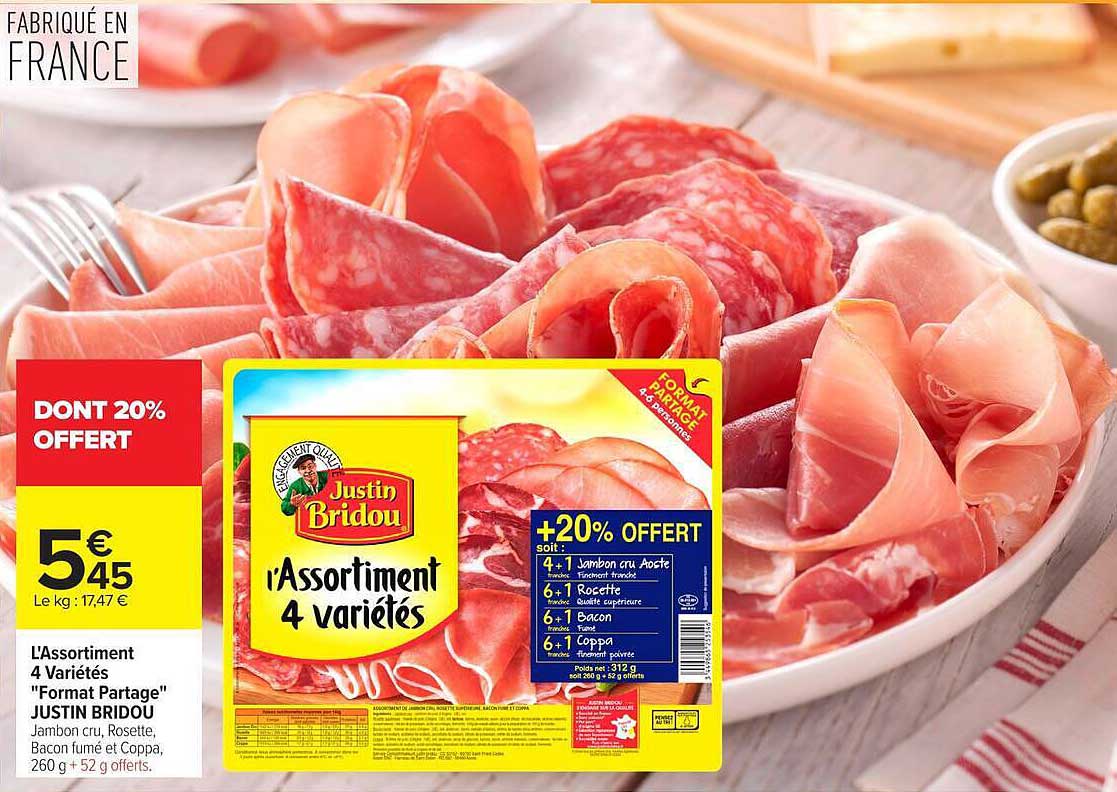 L'Assortiment 4 Variétés "Format Partage" JUSTIN BRIDOU
