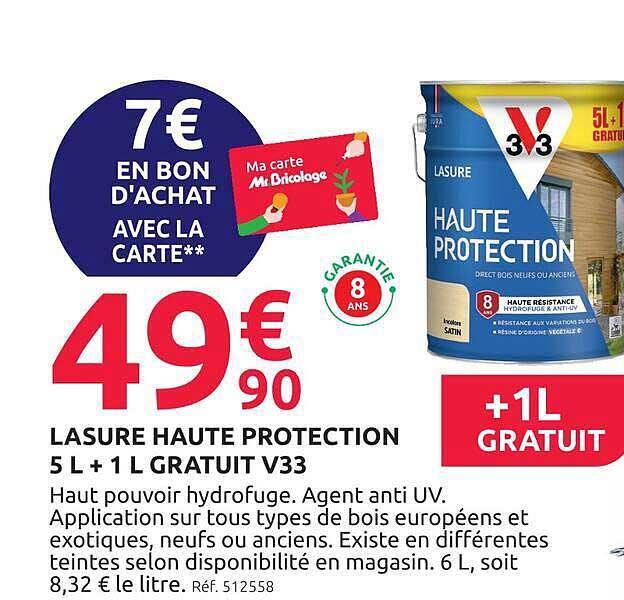 LASURE HAUTE PROTECTION 5 L + 1 L GRATUIT V33