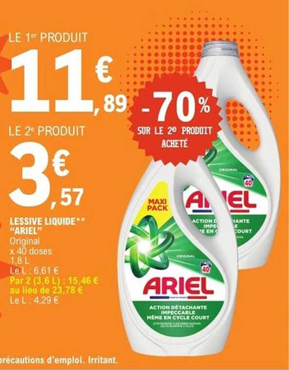 LE 1er PRODUIT 11,89 € LE 2e PRODUIT 3,57 € -70% SUR LE 2e PRODUIT ACHETÉ