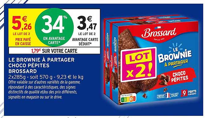 LE BROWNIE À PARTAGER CHOCO PÉPITES BROSSARD