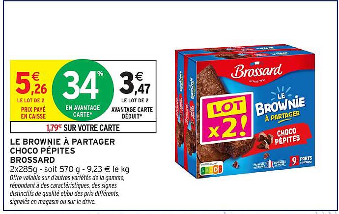 LE BROWNIE À PARTAGER CHOCO PÉPITES BROSSARD