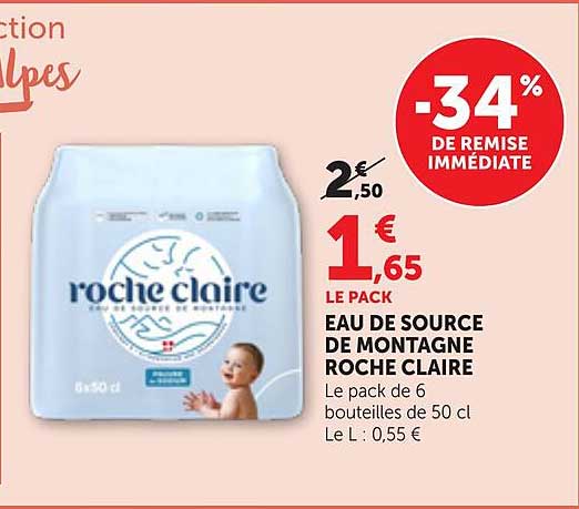 LE PACK EAU DE SOURCE DE MONTAGNE ROCHE CLAIRE