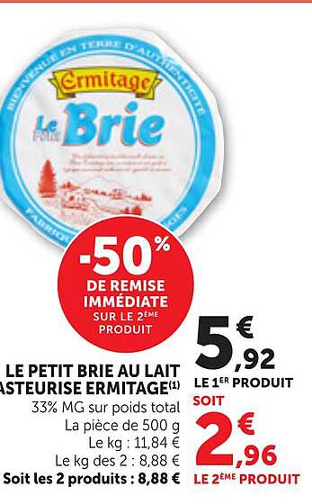 LE PETIT BRIE AU LAIT PASTEURISÉ ERMITAGE(1)
