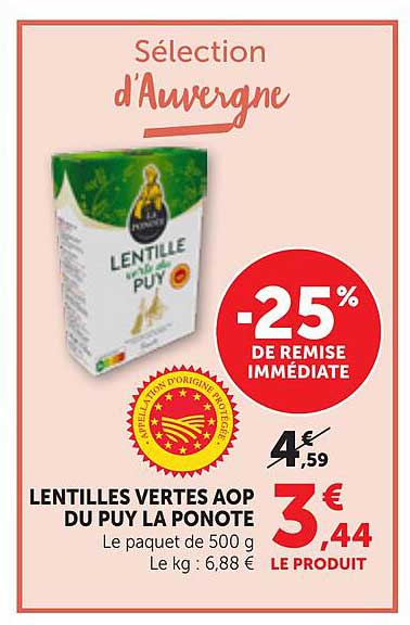LENTILLES VERTES AOP DU PUY LA PANOTE