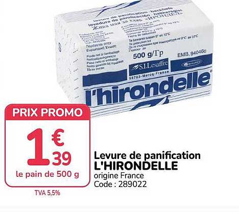 Levure de panification L'HIRONDELLE