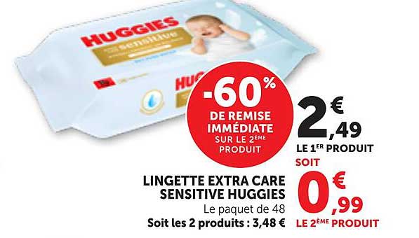 LINGETTE EXTRA CARE SENSITIVE HUGGIES