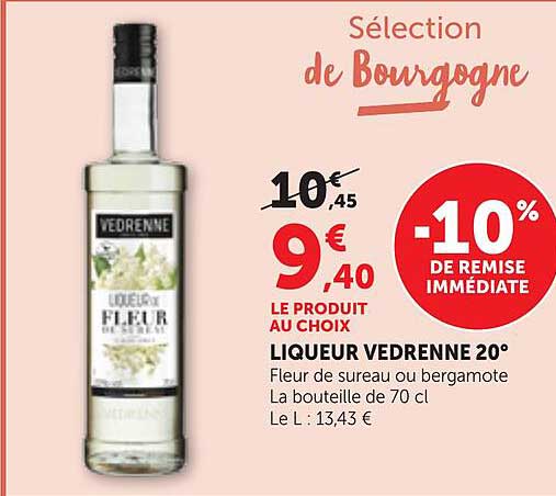 LIQUEUR VEDRENNE 20° Fleur de sureau ou bergamote