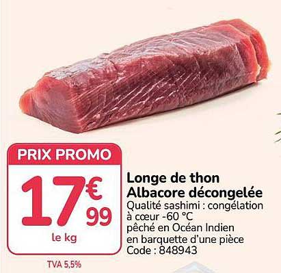 Longe de thon Albacore décongelée