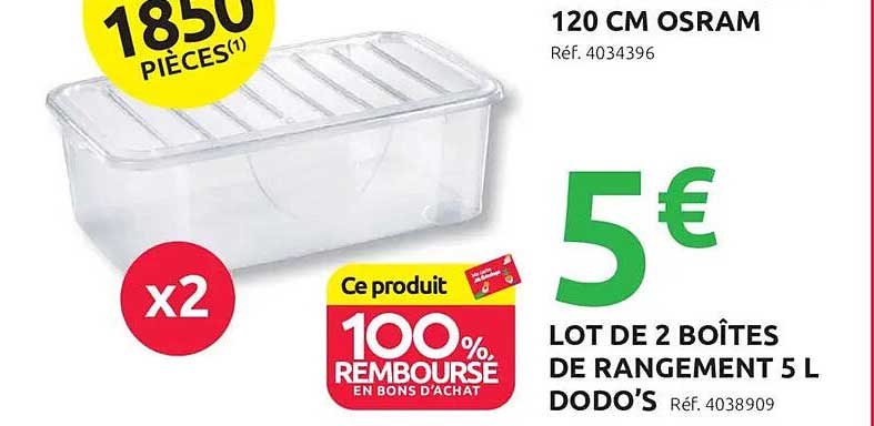 LOT DE 2 BOÎTES DE RANGEMENT 5 L DODO'S