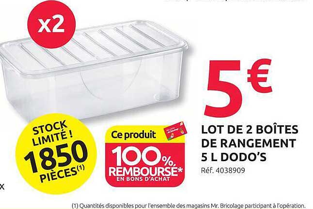 LOT DE 2 BOÎTES DE RANGEMENT 5 L DODO'S