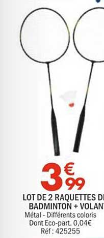 LOT DE 2 RAQUETTES DE BADMINTON + VOLANT