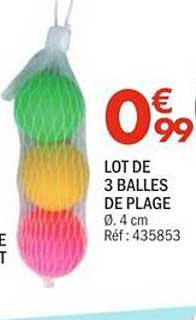 LOT DE 3 BALLES DE PLAGE Ø. 4 cm Réf: 435853