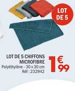 LOT DE 5 CHIFFONS MICROFIBRE