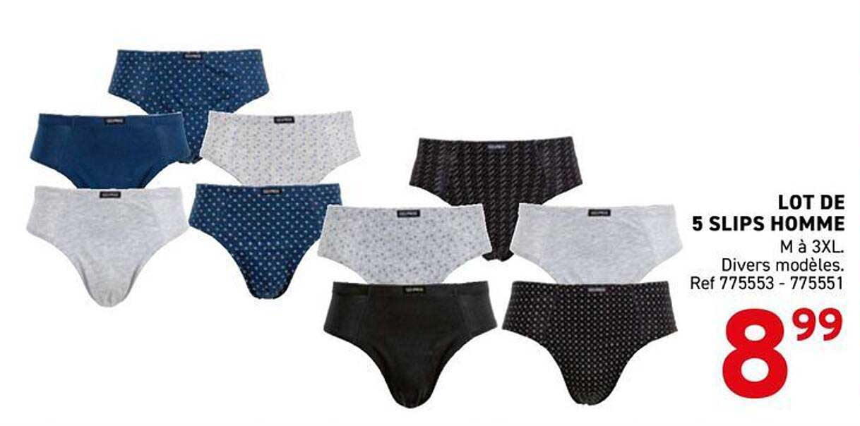 LOT DE 5 SLIPS HOMME