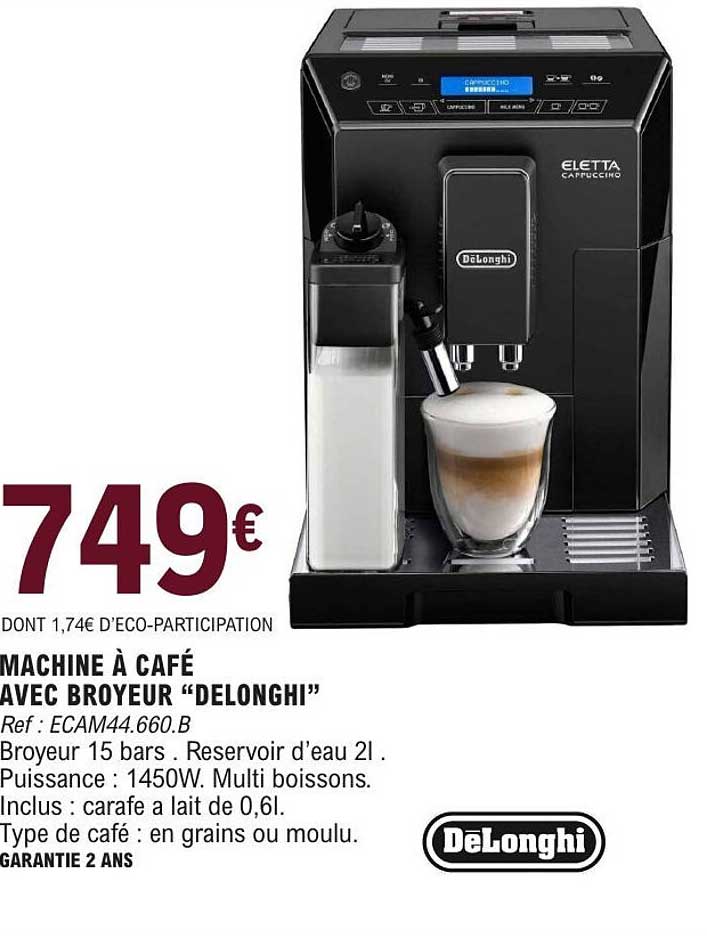 MACHINE À CAFÉ AVEC BROYEUR “DELONGHI”
