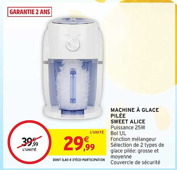 MACHINE À GLACE PILÉE SWEET ALICE
