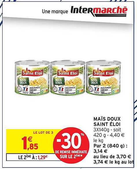 MAÏS DOUX SAINT ÉLOI 3X140g - soit 420 g - 4,40 €