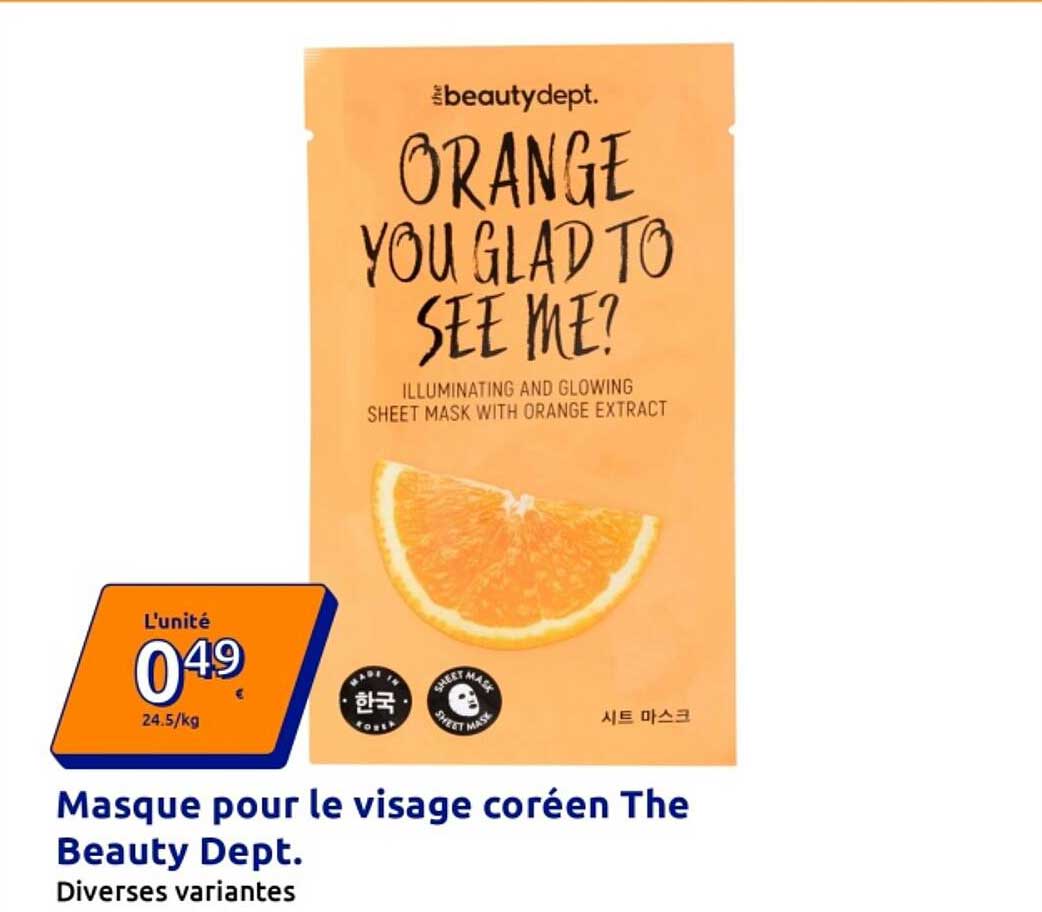 Masque pour le visage coréen The Beauty Dept. Diverses variantes