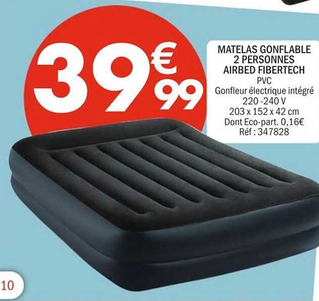 MATELAS GONFLABLE 2 PERSONNES AIRBED FIBERTECH
