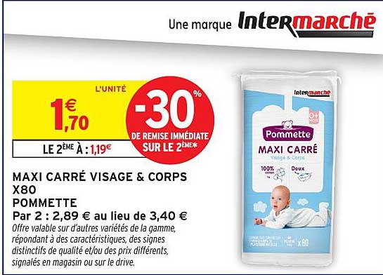 MAXI CARRÉ VISAGE & CORPS X80 POMMETTE