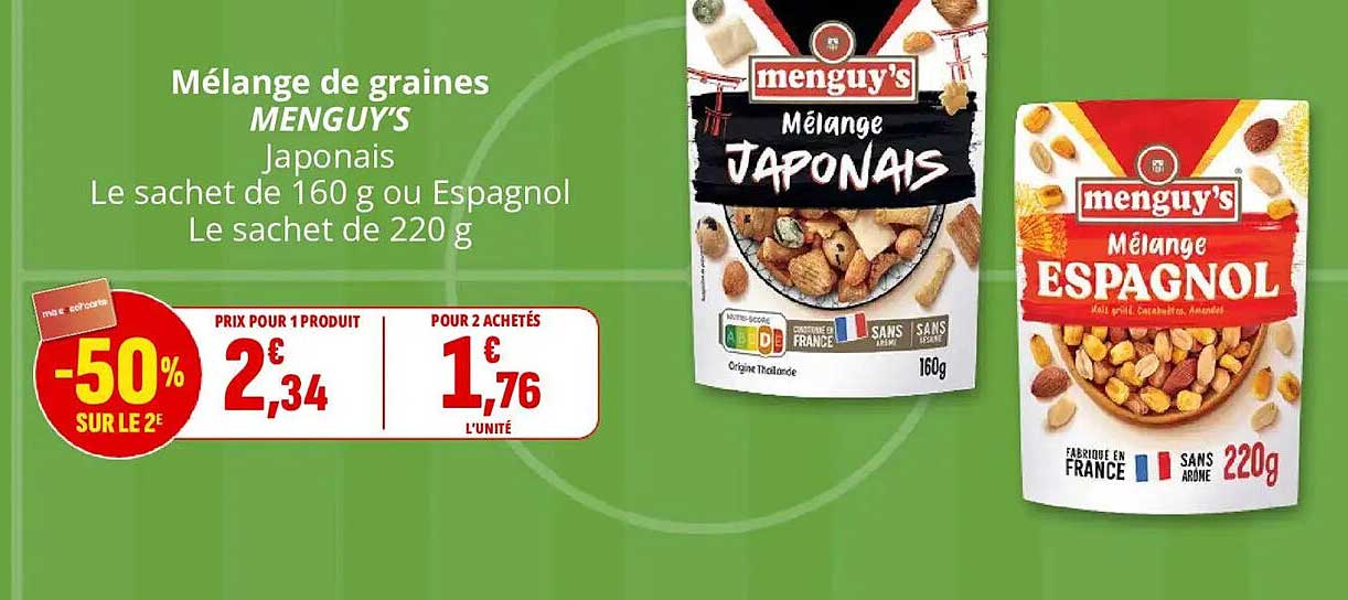 Mélange de graines MENGUY’S Japonais Le sachet de 160 g ou Espagnol Le sachet de 220 g