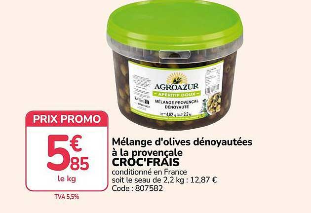 Mélange d'olives dénoyautées à la provençale CROC'FRAIS
