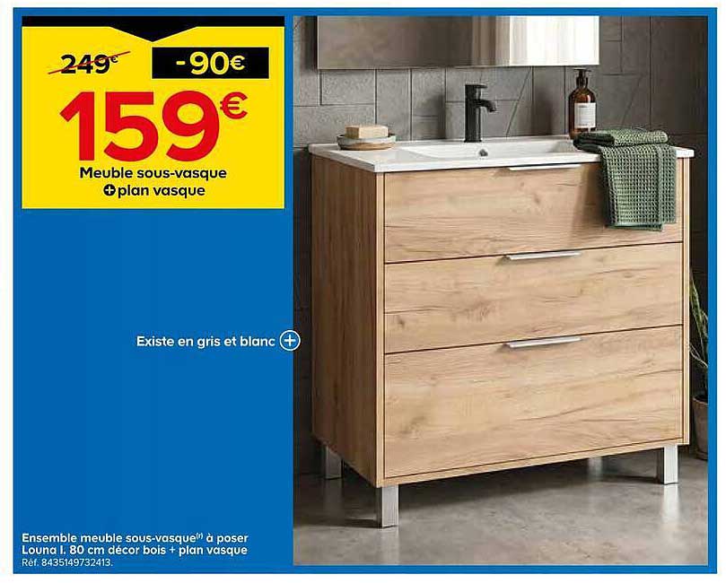 Meuble sous-vasque + plan vasque