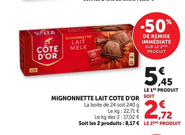 MIGNONNETTE LAIT COTE D'OR