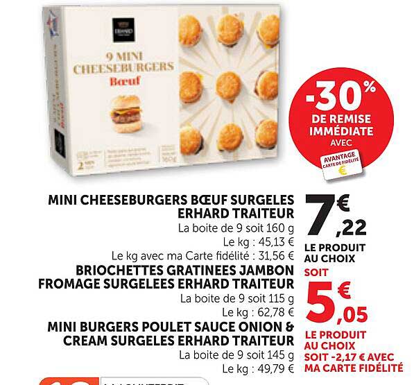 MINI CHEESEBURGERS BŒUF SURGELES ERHARD TRAITEUR