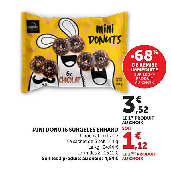 MINI DONUTS SURGELES ERHARD Chocolat ou fraise