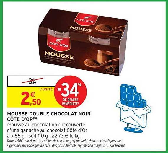 MOUSSE DOUBLE CHOCOLAT NOIR CÔTE D'OR
