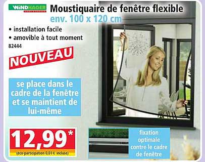 Moustiquaire de fenêtre flexible env. 100 x 120 cm