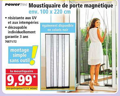 Moustiquaire de porte magnétique env. 100 x 220 cm