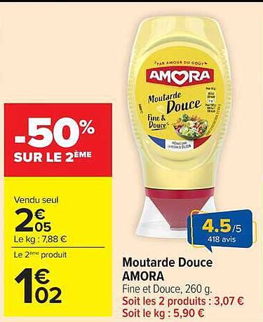 Moutarde Douce AMORA Fine et Douce, 260 g