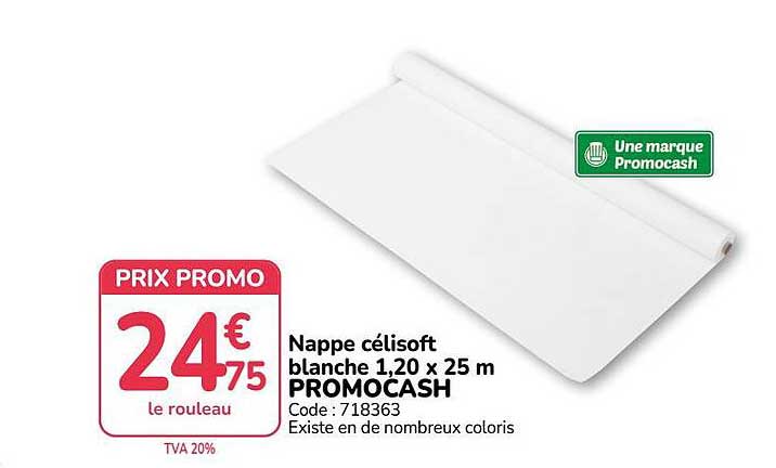 Nappe célisoft blanche 1,20 x 25 m PROMOCASH