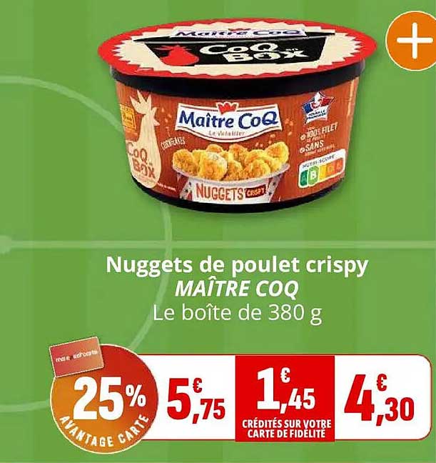 Nuggets de poulet crispy MAÎTRE COQ Le boîte de 380 g