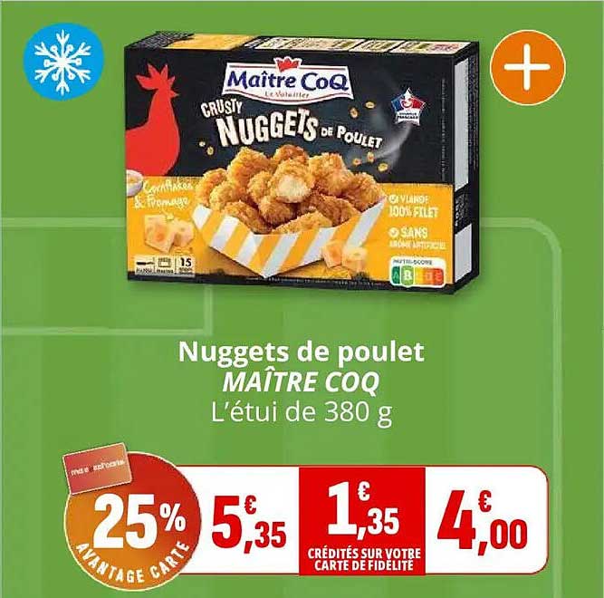 Nuggets de poulet MAÎTRE COQ L'étui de 380 g