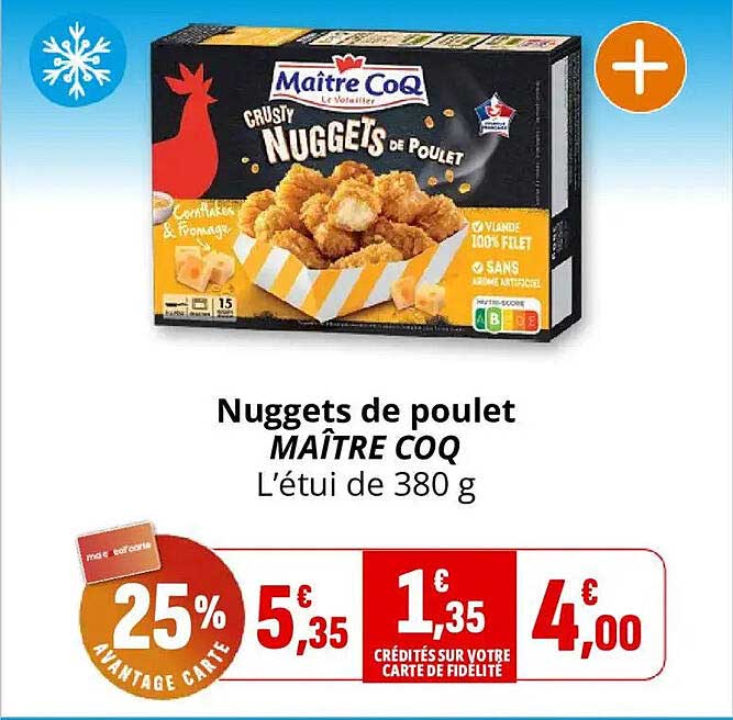 Nuggets de poulet MAÎTRE COQ L’étui de 380 g
