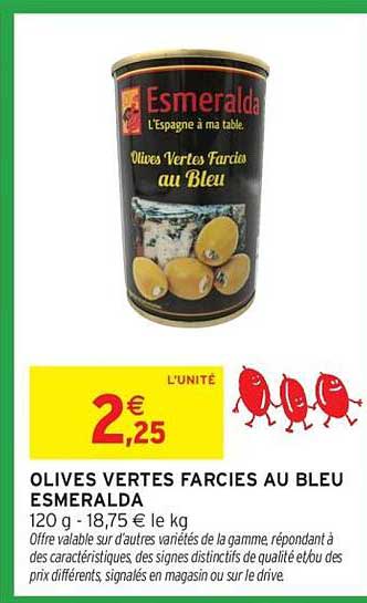OLIVES VERTES FARCIES AU BLEU ESMERALDA