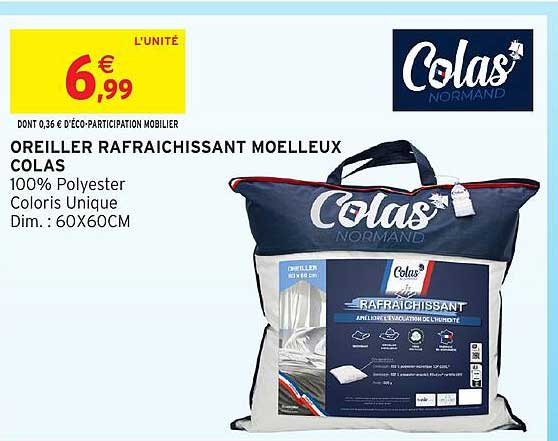 OREILLER RAFRAICHISSANT MOELLEUX COLAS