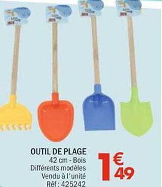 OUTIL DE PLAGE 42 cm - Bois Différents modèles Vendu à l'unité Réf: 425242